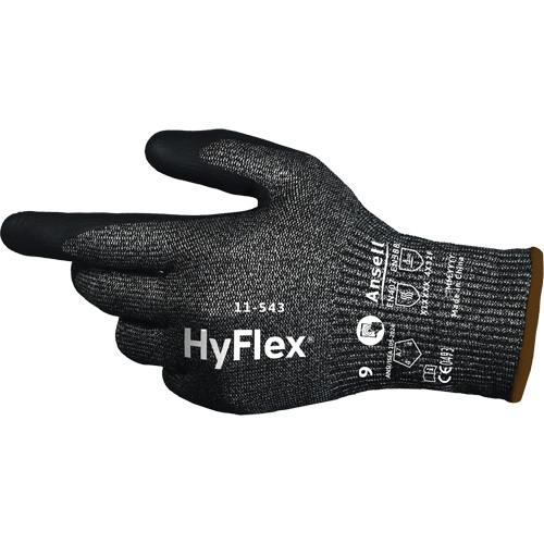 HyFlex&reg; 11-543 Cut Resistant Gloves, Size 6, 13 Gauge, Nitrile Coated, Nylon/Stainless Steel/HPPE/Spandex Shell, ASTM ANSI Level A7/EN 388 Level F EastCoast Offshore Supplies