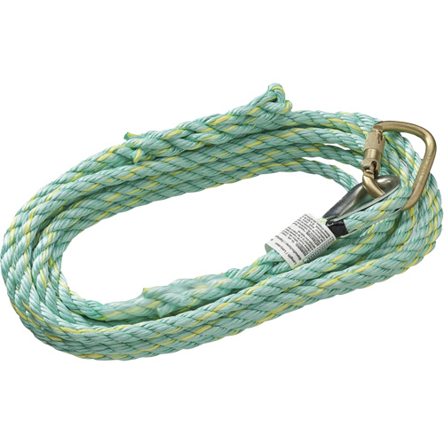 VL-1115-25 Vertical Lifeline Rope with Anchor End Carabiner & Trailing End Back Splice, Copolymer EastCoast Offshore Supplies