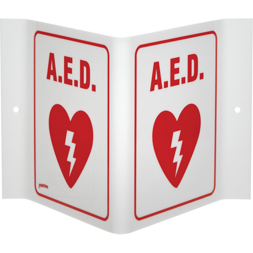 "A.E.D." V-Style Sign, 6" x 9", Acrylic, English with Pictogram EastCoast Offshore Supplies
