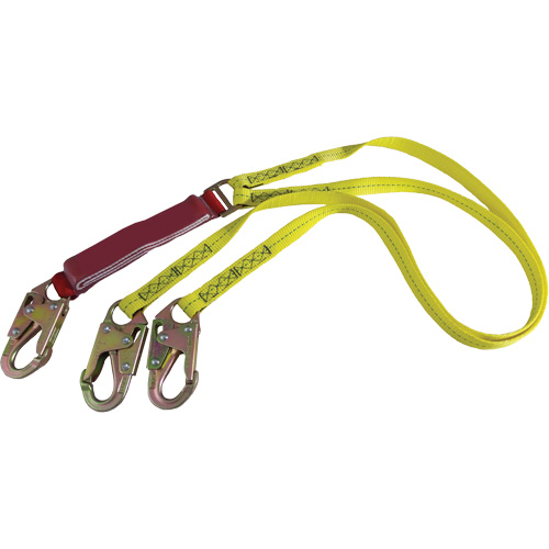 External Energy Absorber Lanyard with 3/4" Hooks, 6', Snap Hook Center, Snap Hook Leg Ends, Polyester EastCoast Offshore Supplies