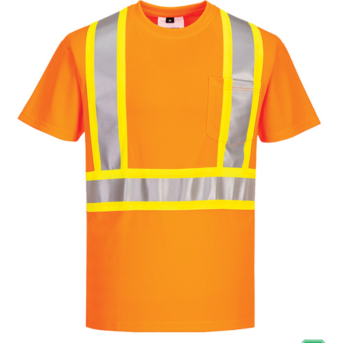 T-shirt de s&eacute;curit&eacute; &agrave; bandes contrastantes, Polyester, Petit, Orange haute visibilit&eacute; EastCoast Offshore Supplies