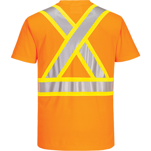 T-shirt de s&eacute;curit&eacute; &agrave; bandes contrastantes, Polyester, Petit, Orange haute visibilit&eacute; EastCoast Offshore Supplies