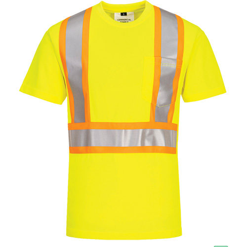 T-shirt de s&eacute;curit&eacute; &agrave; bandes contrastantes, Polyester, Petit, Jaune lime haute visibilit&eacute; EastCoast Offshore Supplies