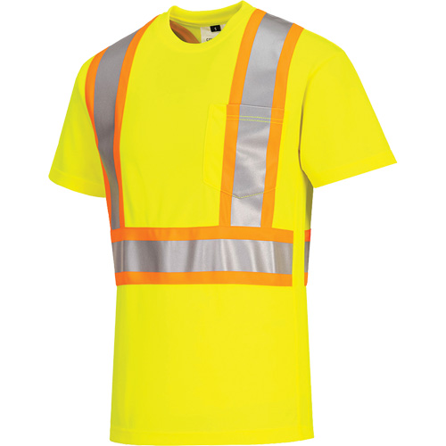 T-shirt de s&eacute;curit&eacute; &agrave; bandes contrastantes, Polyester, Petit, Jaune lime haute visibilit&eacute; EastCoast Offshore Supplies