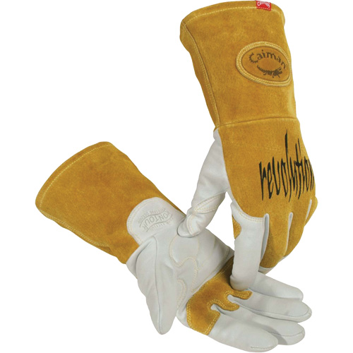 Gants de soudeur TIG/MIG de premi&egrave;re qualit&eacute; avec dos en cuir de vache refendue isol&eacute;es et ignifug&eacute;s Caiman, Cuir fleur de ch&egrave;vre, Taille T-Grand EastCoast Offshore Supplies