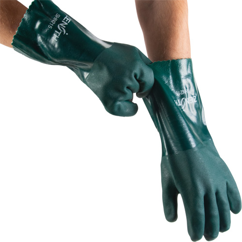 Double Dipped Green Gloves, 14" L, PVC, Cotton Jersey Inner Lining, 70-mil EastCoast Offshore Supplies