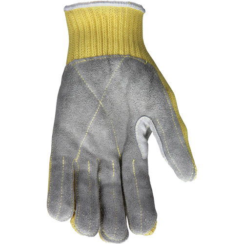 Gants de travail r&eacute;sistant &agrave; la coupe CutPro avec paume en cuir fendu, Taille Petit, Calibre 7, Enveloppe en Kevlar, ASTM ANSI niveau A3 EastCoast Offshore Supplies
