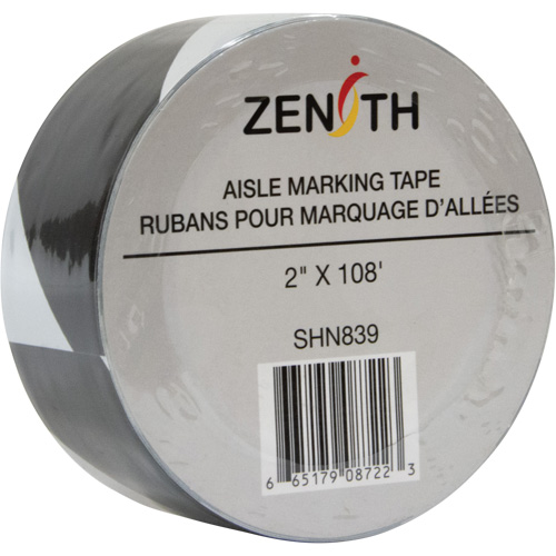 Aisle Marking Tape, 2" x 108', PVC, Black and White EastCoast Offshore Supplies