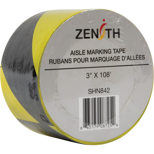 Aisle Marking Tape, 3" x 108', PVC, Black and Yellow EastCoast Offshore Supplies