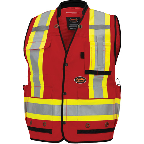 6678 Veste d'arpenteur antimicrobienne haute visibilit&eacute; avec dos en maille, Rouge, Petit, Polyester EastCoast Offshore Supplies