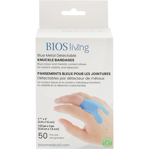 Blue Bandages, Knuckle, 3", Fabric Metal Detectable, Sterile EastCoast Offshore Supplies
