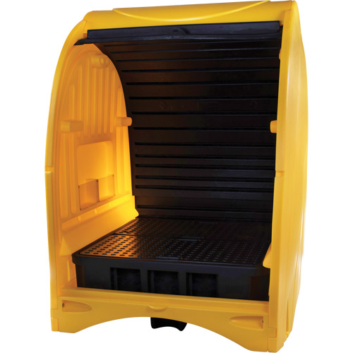 Palette contre les d&eacute;versements &agrave; couvercle dur pour 4 barils, 68,11" lo x 61,61" la x 83,07" h, Capacit&eacute; de charge 1433 lb EastCoast Offshore Supplies