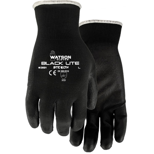 391 Stealth Black Lite Gloves, X-Small, Polyurethane Coating, Polyester Shell EastCoast Offshore Supplies