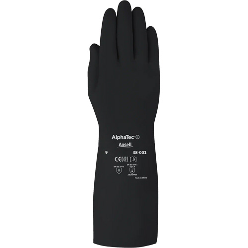 Gants d,usage moyen r&eacute;sistants aux produits chimiques AlphaTec 38001PP, Taille 7, 14" lo, Caoutchouc butyle, 14 mils EastCoast Offshore Supplies