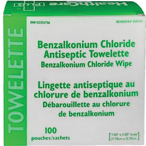 Serviette au chlorure de benzalkonium BZK, Serviette, Antiseptique EastCoast Offshore Supplies