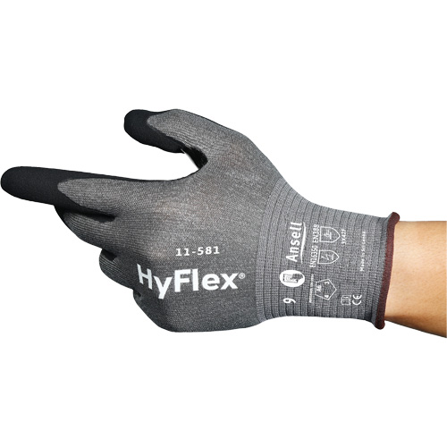HyFlex&reg; 11-581 Ultra-Lightweight Industrial Gloves, Size 6, 21 Gauge, Nitrile Coated, Nylon/HPPE/Tungsten/Spandex Shell, ASTM ANSI Level A6 EastCoast Offshore Supplies