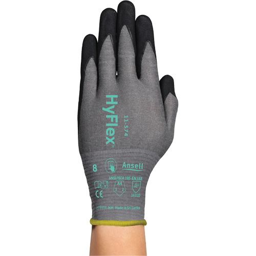HyFlex&reg; 11-574 Cut-Resistant Gloves, Size Small/7, 21 Gauge, Foam Nitrile Coated, Intercept Shell, ASTM ANSI Level A4/EN 388 Level D EastCoast Offshore Supplies