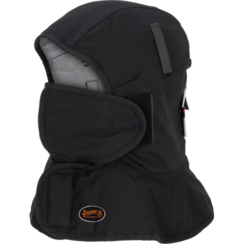 Doublure matelass&eacute;e ignifug&eacute;e Pioneer 765A pour casque de s&eacute;curit&eacute; avec un long cou et embout buccal amovible, Noir/Gris, Coton/FR-Tech/Modacrylique/Nylon EastCoast Offshore Supplies