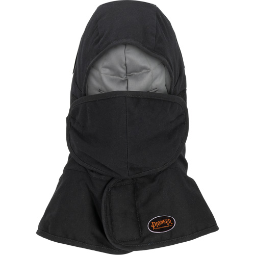 Doublure matelass&eacute;e ignifug&eacute;e Pioneer 765A pour casque de s&eacute;curit&eacute; avec un long cou et embout buccal amovible, Noir/Gris, Coton/FR-Tech/Modacrylique/Nylon EastCoast Offshore Supplies