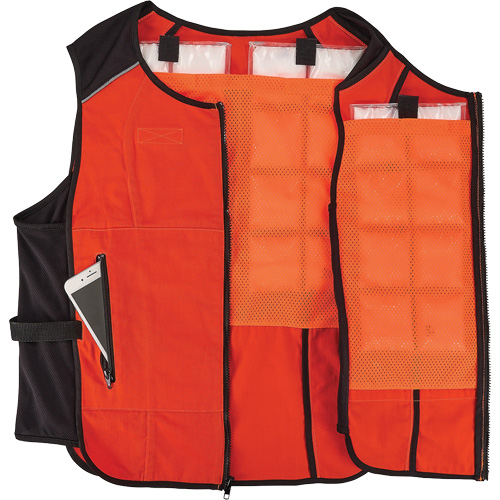 Veste de refroidissement &agrave; changement de phase l&eacute;g&egrave;re avec sachets de recharge Chill-Its 6260, 2T-grand/3T-grand, Orange EastCoast Offshore Supplies
