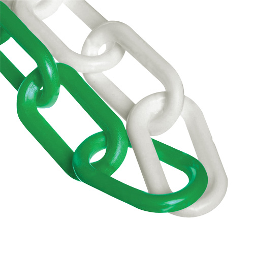 Bicolour Plastic Barrier Chain, Green/White, 2" Link, 500' Length EastCoast Offshore Supplies