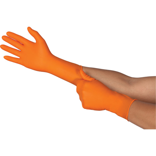 Gants jetables TOUCHNTUFF 93-800, 8,5/9, Latex/N&eacute;opr&egrave;ne/Nitrile, 23,6-mils, Sans poudre, Orange EastCoast Offshore Supplies