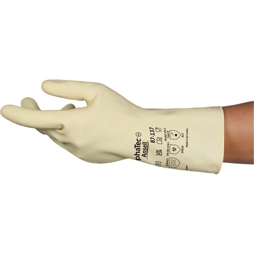 AlphaTec&reg; 87-137 Lightweight Natural Gloves, Size 7, 11.8" L, Rubber Latex, 16-mil EastCoast Offshore Supplies