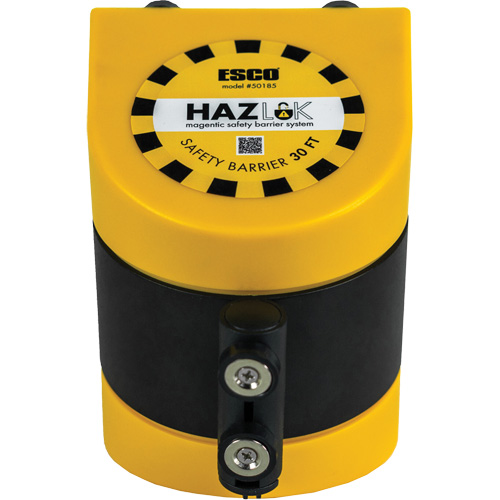 HAZLOK Safety Barrier System, Plastic, Magnetic Mount, 30', Black and Yellow Tape EastCoast Offshore Supplies