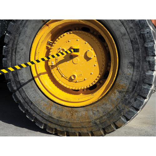 HAZLOK Safety Barrier System, Plastic, Magnetic Mount, 30', Black and Yellow Tape EastCoast Offshore Supplies