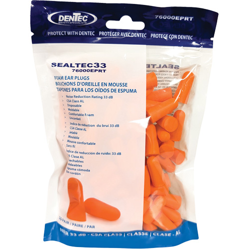 Bouchons d'oreilles jetables en mousse orange SEALTEC33, Vrac - Sac en poly EastCoast Offshore Supplies