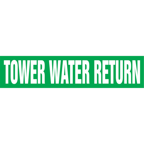 Marqueurs de tuyau "Tower Water Return", Autocollant, 4" h x 24" la, Blanc/vert EastCoast Offshore Supplies