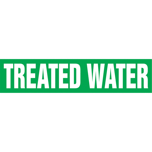 Marqueurs de tuyau "Treated Water", Autocollant, 2-1/2" h x 12" la, Blanc/vert EastCoast Offshore Supplies
