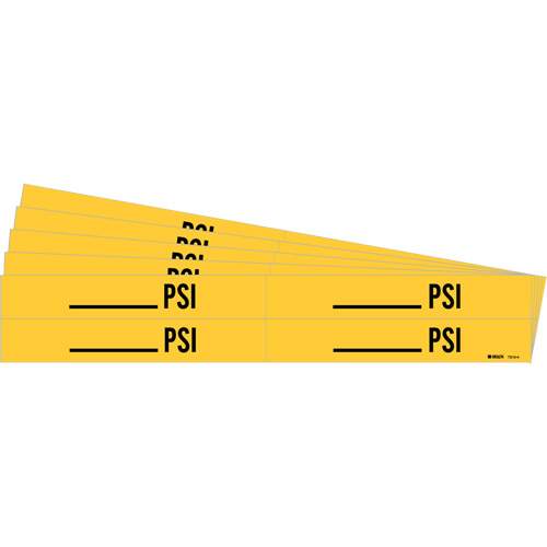 Marqueurs de tuyau avec espace vierge suivi de PSI, Autocollant, 1-1/8" h x 7" la, Noir sur jaune EastCoast Offshore Supplies