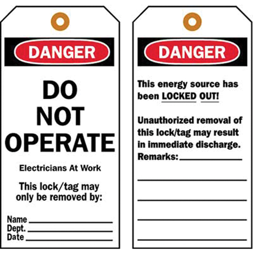 Lockout Tags, Plastic, 3" W x 5-1/2" H, English EastCoast Offshore Supplies