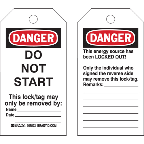 Lockout Tags, Plastic, 3" W x 5-1/2" H, English EastCoast Offshore Supplies