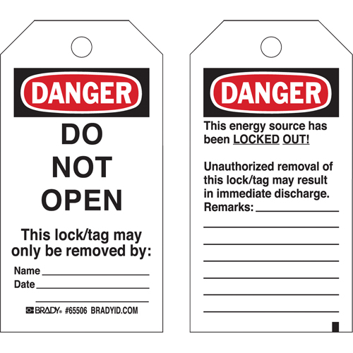 Lockout Tags, Cardstock, 3" W x 5-3/4" H, English EastCoast Offshore Supplies