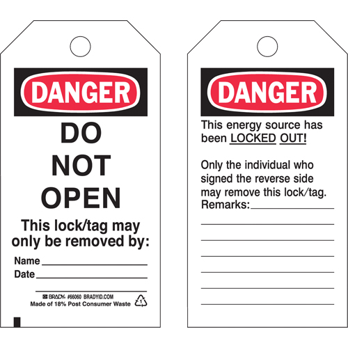 Lockout Tags, Plastic, 3" W x 5-3/4" H, English EastCoast Offshore Supplies