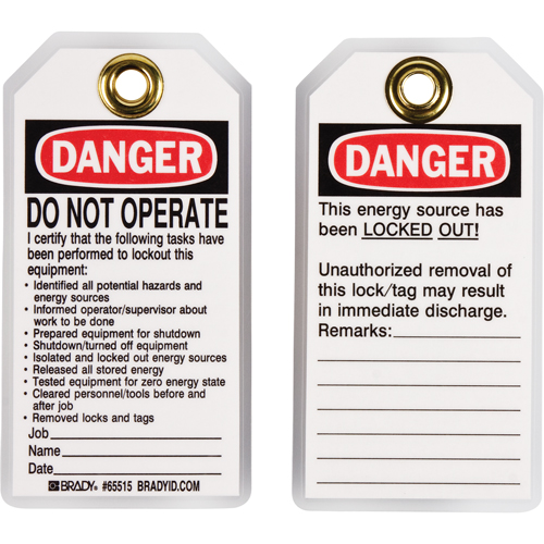 Lockout Tags, Plastic, 3" W x 5-1/2" H, English EastCoast Offshore Supplies