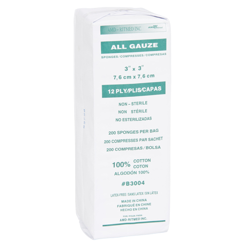 Gauze Sponges, Pad, 3" L x 3" W, Medical Device Class 1 EastCoast Offshore Supplies