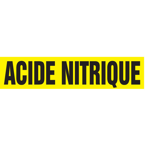 Marqueurs de tuyau "Acide Nitrique", Autocollant, 2-1/2" h x 12" la, Noir sur jaune EastCoast Offshore Supplies