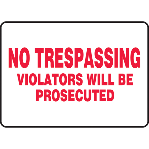 Enseigne  No Trespassing , 7" x 10", Vinyle, Anglais EastCoast Offshore Supplies