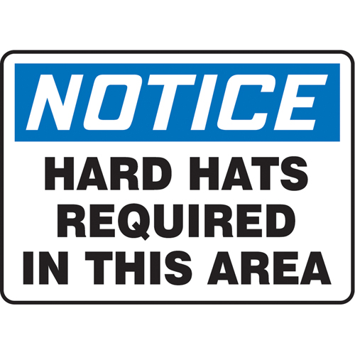 Enseigne  Hard Hats Required , 7" x 10", Vinyle, Anglais EastCoast Offshore Supplies