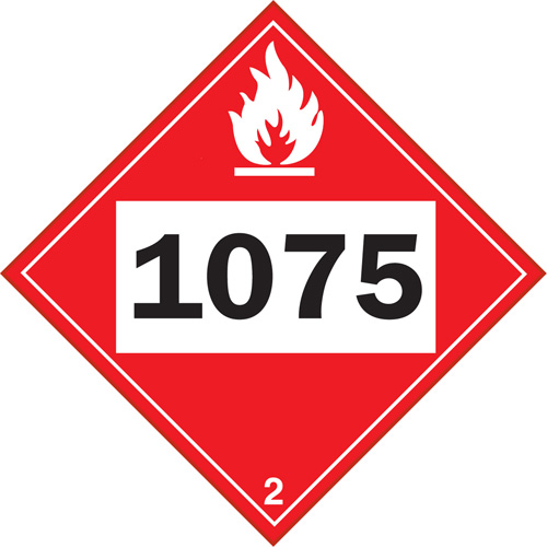 Plaque-&eacute;tiquette TMD 1075 pour gaz inflammable oxyg&egrave;ne liqu&eacute;fi&eacute;, Plastique EastCoast Offshore Supplies