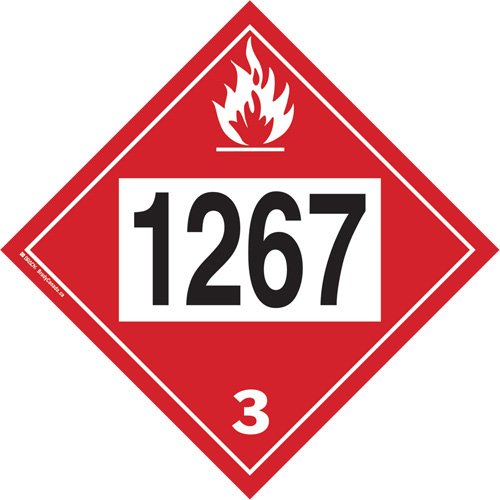 1267 Petroleum Crude Oil Flammable Liquid TDG Placard, Adhesive Vinyl EastCoast Offshore Supplies