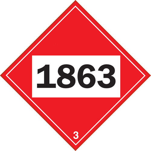 Plaque-&eacute;tiquette TMD 1863 pour liquide inflammable carburant aviation, Plastique EastCoast Offshore Supplies