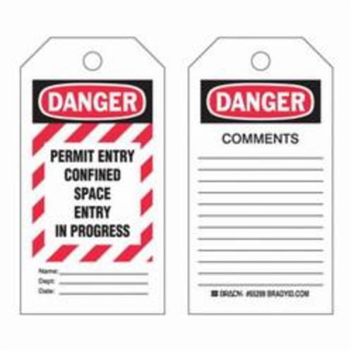 "Confined Space" Tags, Polyester, 3" W x 5-3/4" H, English EastCoast Offshore Supplies