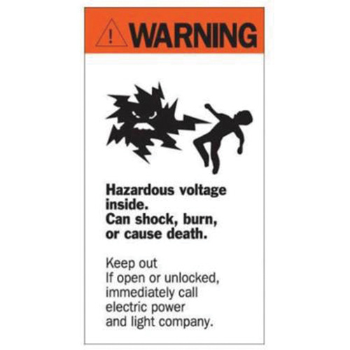 Enseigne Warning Hazardous Voltage, 8" x 4-1/2", Acrylique, Anglais avec pictogramme EastCoast Offshore Supplies