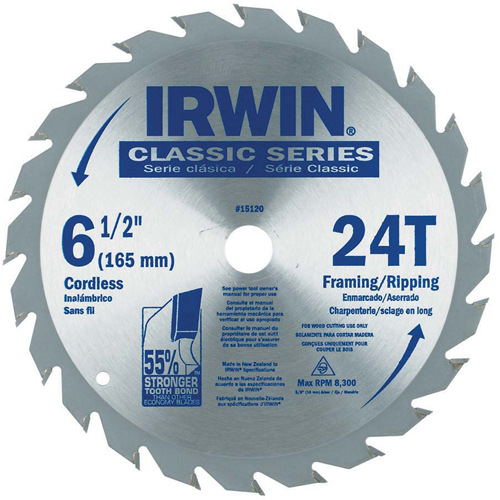 Contractor Saw Blades - Classic Series Saw Blades, 6-1/2", 24 Teeth, Wood Use EastCoast Offshore Supplies