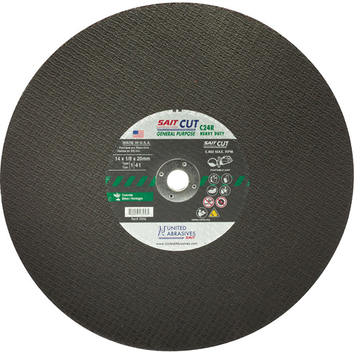 C24R Concrete High Speed Cut-Off Wheel, 12" x 1/8", 25/32" Arbor, Type 1, Silicon Carbide, 6300 RPM EastCoast Offshore Supplies