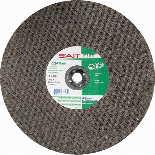C24R Concrete High Speed Cut-Off Wheel, 14" x 1/8", 1" Arbor, Type 1, Silicon Carbide, 5400 RPM EastCoast Offshore Supplies